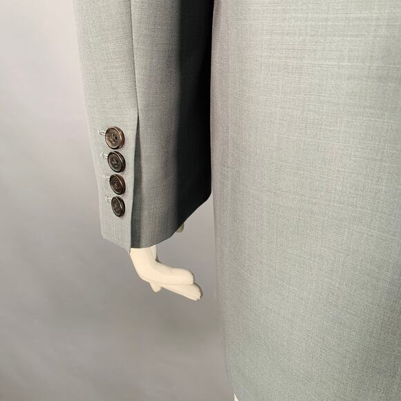 THE ROW Size 12 Grey Sage Silk Single Breasted Coat - Picture 4 of 9